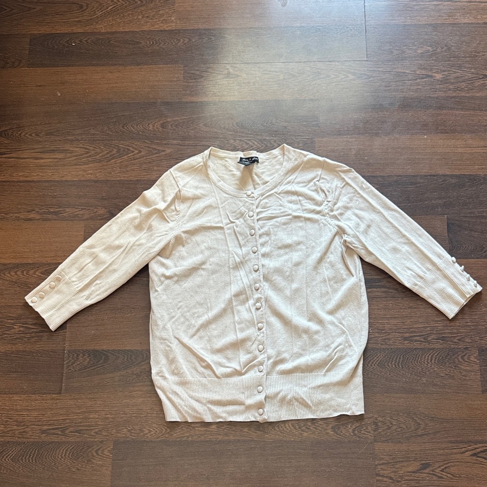Audrey & Grace Button Down Cardigan Cream 0X
